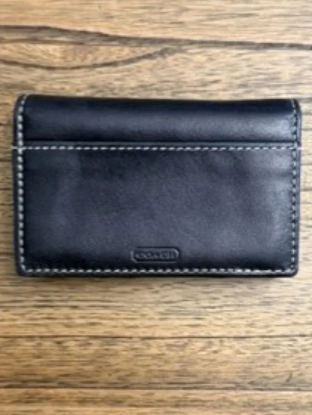 COACH Unisex Black Leather Card Case Wallet